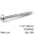 KREG Zinc Pocket Hole Screws 38mm 1.50' #8 Coarse Thread Mx Loc 500ct